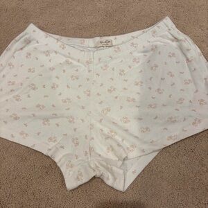 Brandy Melville white pajama shorts with teddy bears